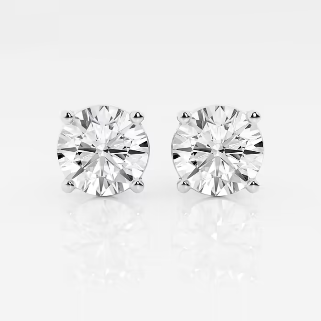 White Gold Round Diamond Stud Earrings