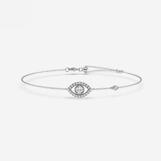 Lab Diamond Evil Eye Bracelet With Accents in white gold