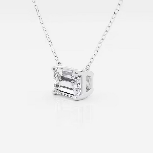 East West Pendant Emerald Cut Diamond