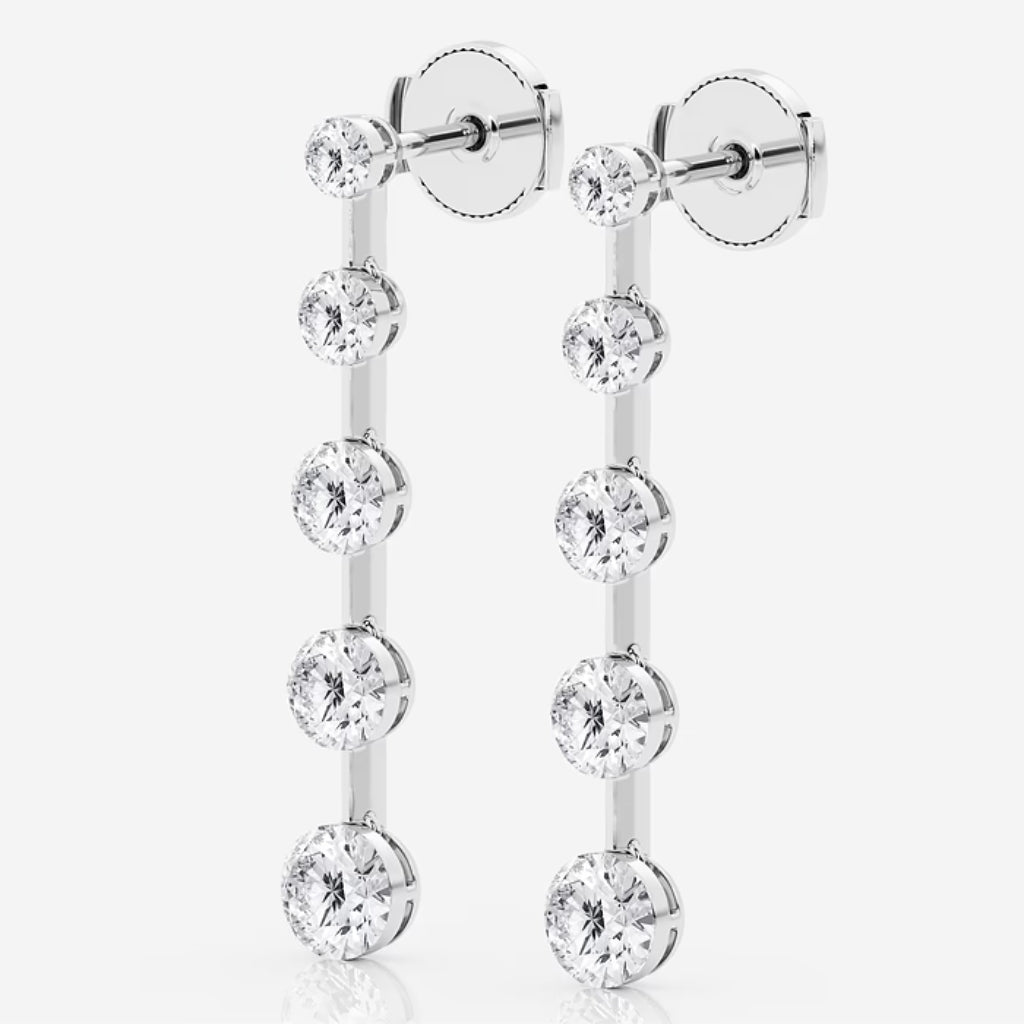 Lab-Created Moissanite Linear Drop Earrings