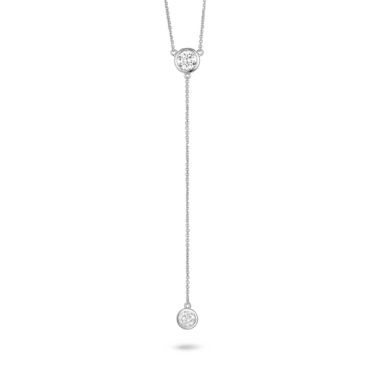 Lab Diamond 1 CTW Round Brilliant Bezel Lariat Pendant
