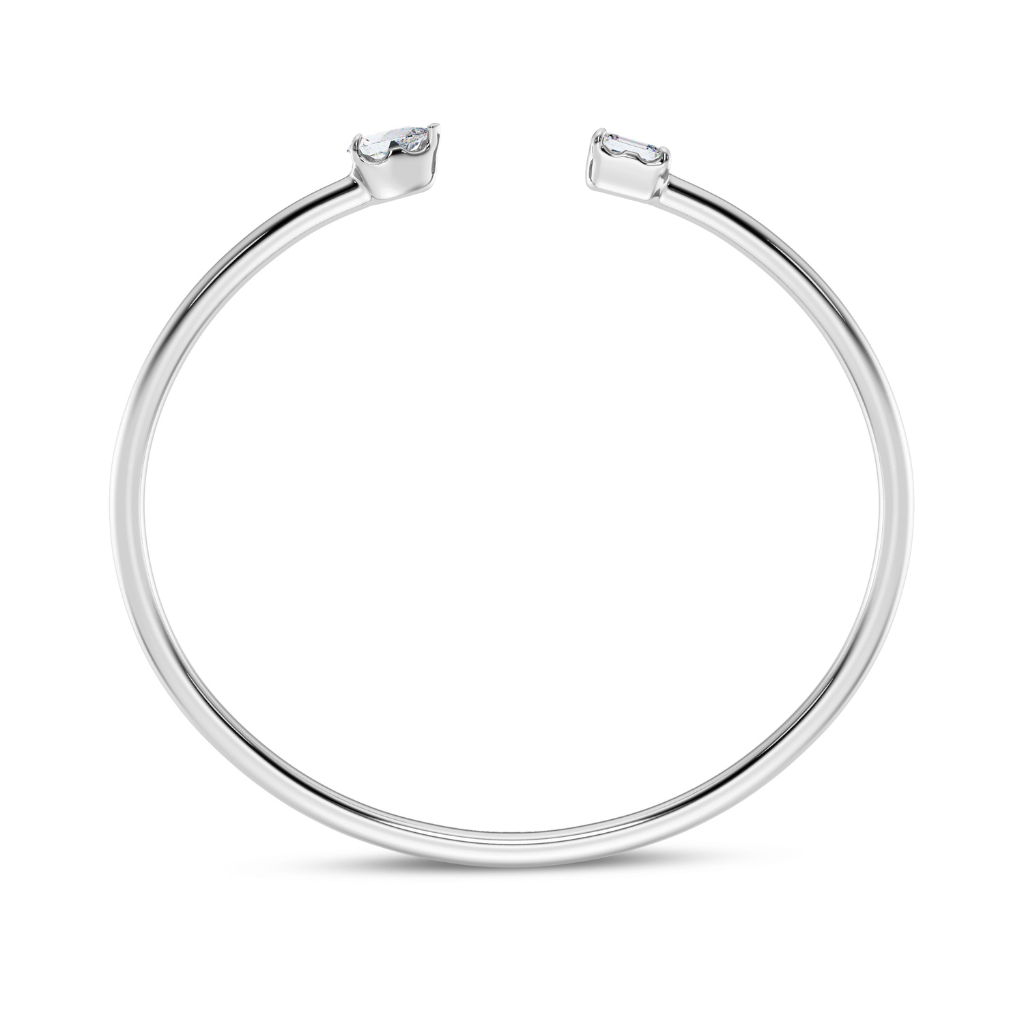 Vault Lab Diamond Mixed shape open cuff in White Gold