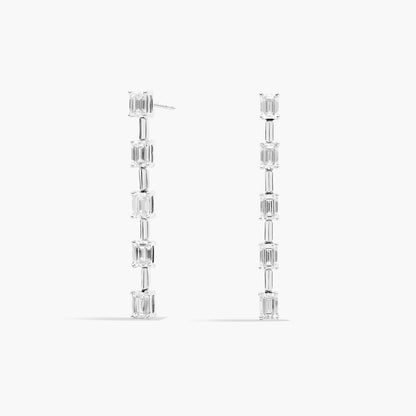 Lab Grown Emerald Cut Diamond Line Drop Earrings