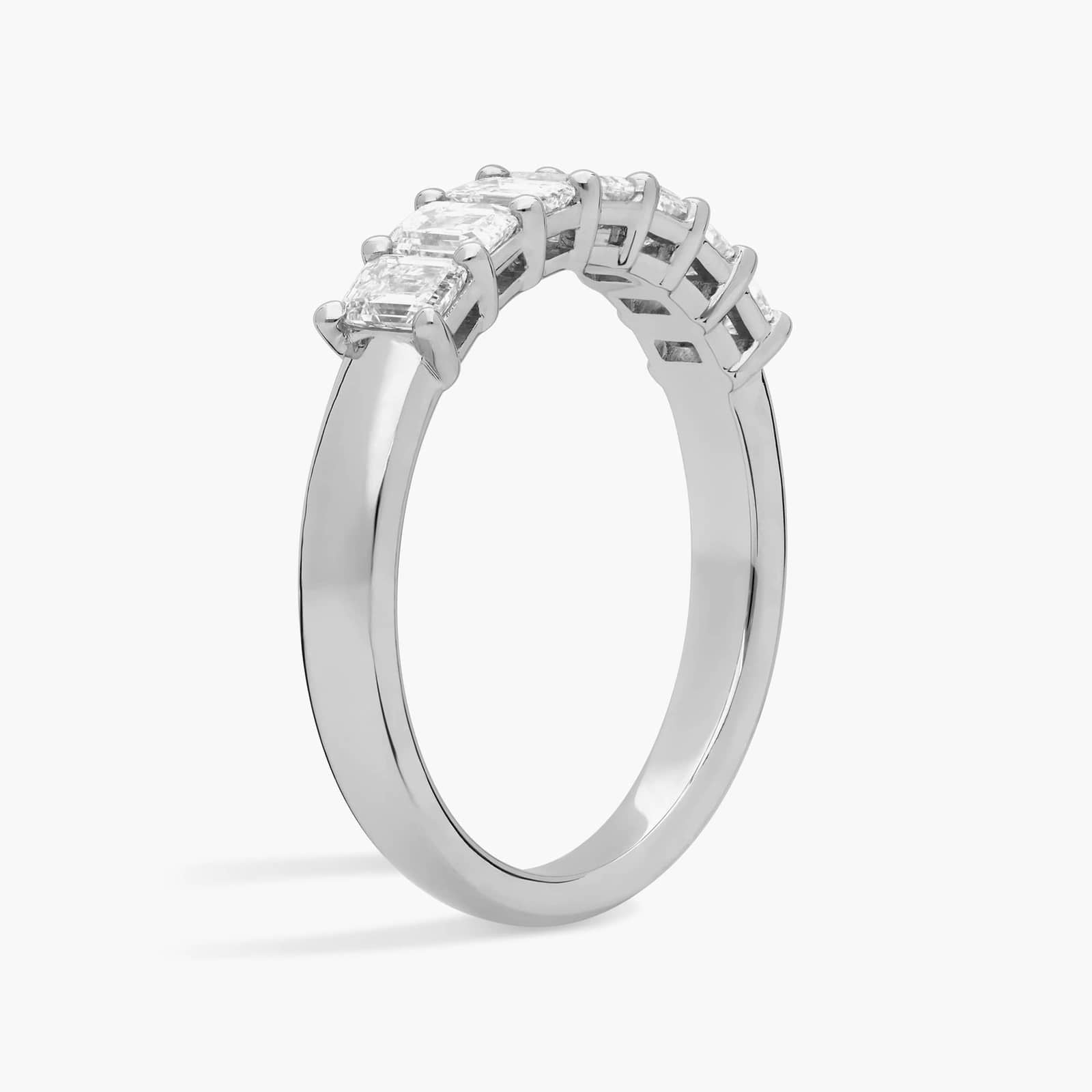Seven Stone Emerald Cut Diamond Ring With Basket Setting