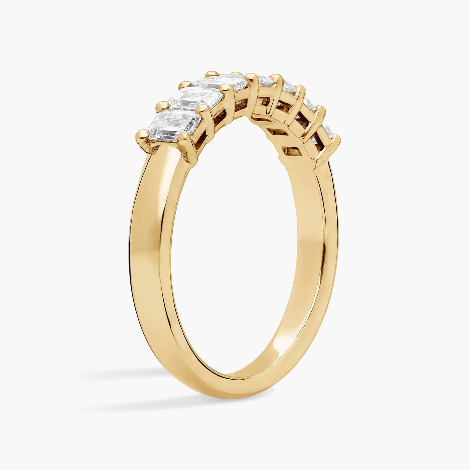 14k Yellow Gold Seven Stone Emerald Lab Grown Diamond Ring