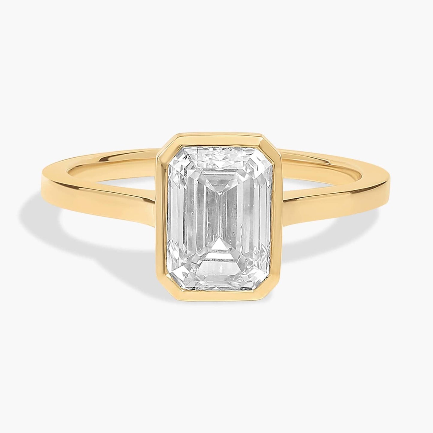 Lab Grown Emerald Cut Diamond Bezel Ring