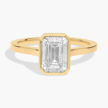 Lab Grown Emerald Cut Diamond Bezel Ring