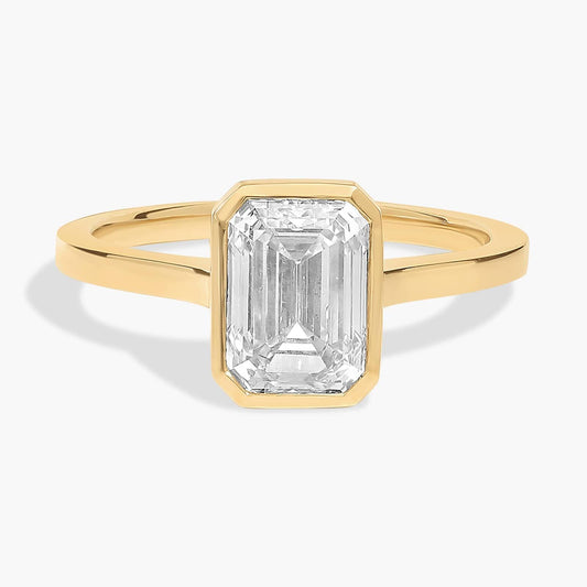 Lab Grown Emerald Cut Diamond Bezel Ring