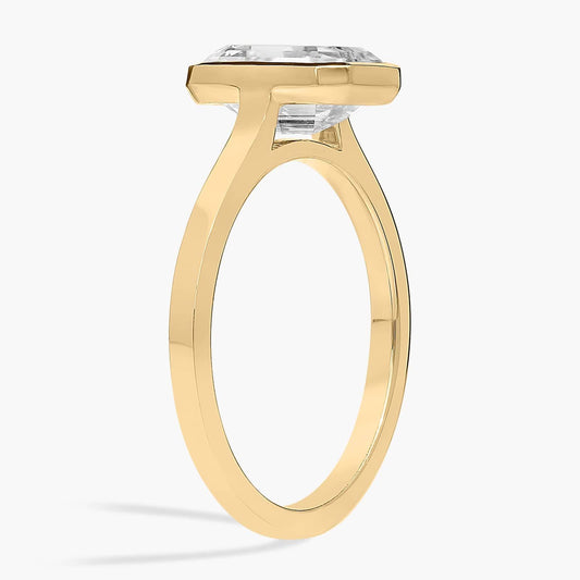 Lab Grown Emerald Cut Diamond Bezel Ring