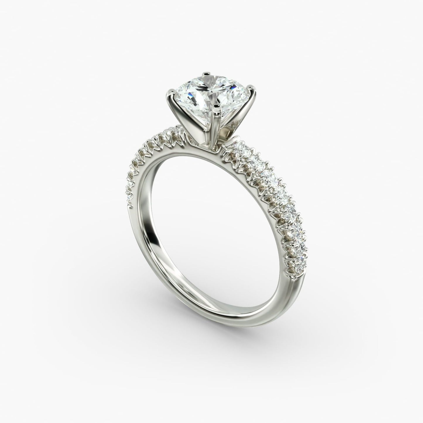 French Pavé Diamond Engagement Ring