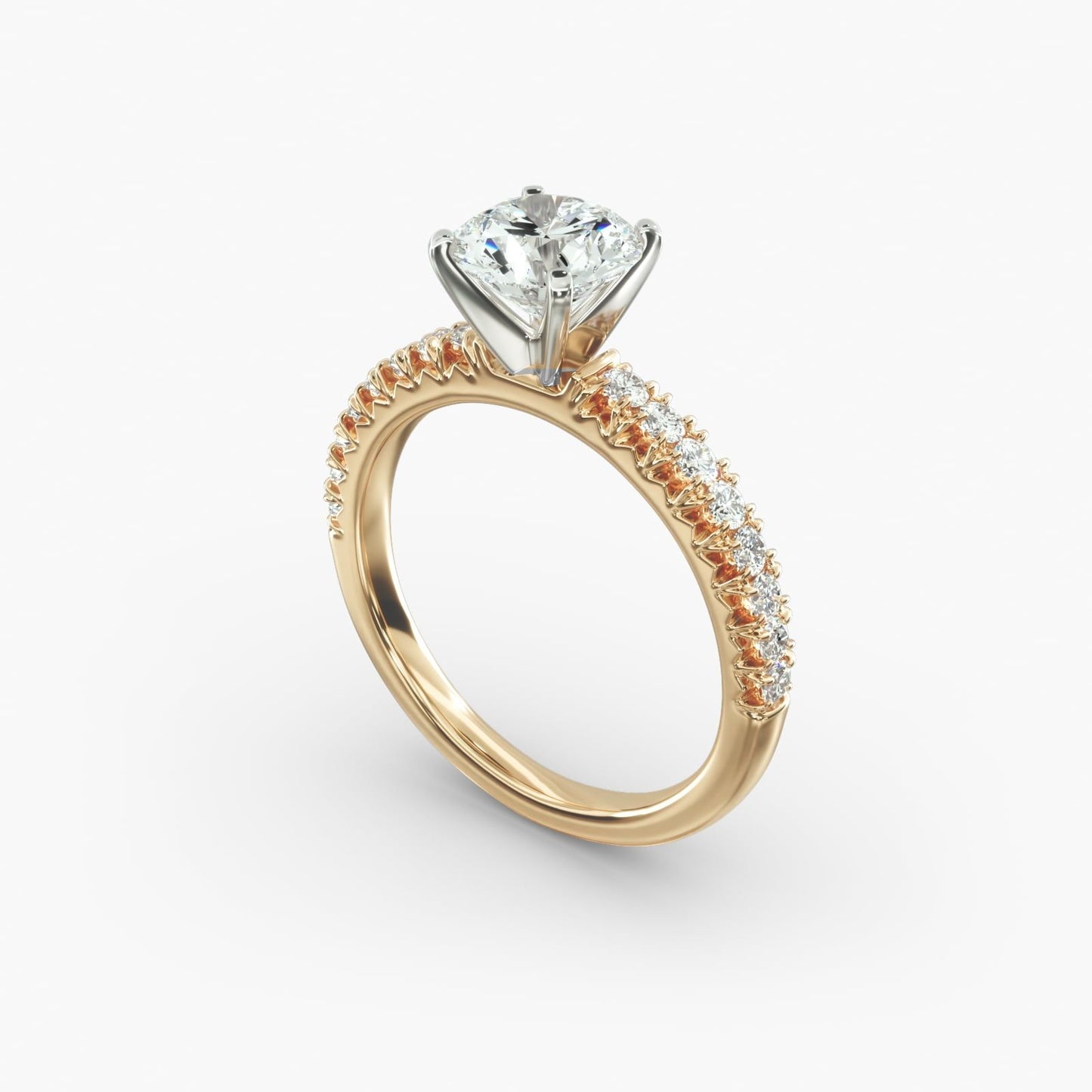 French Pavé Diamond Engagement Ring
