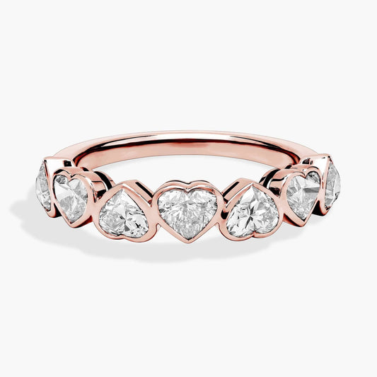 7 Stone Heart Bezel Diamond Anniversary Ring