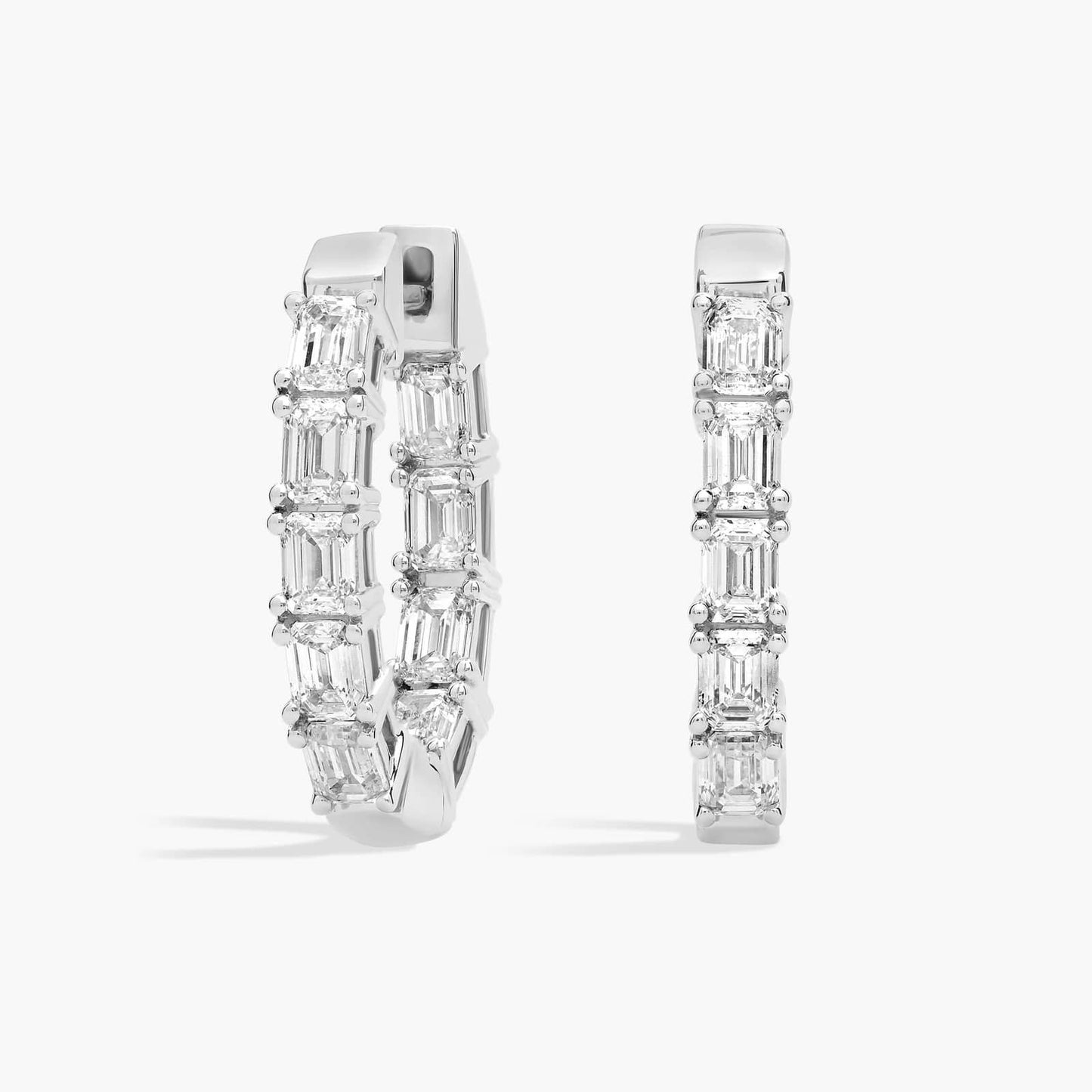 Inside-Out Emerald Cut Lab Grown Diamond Hoop Earrings