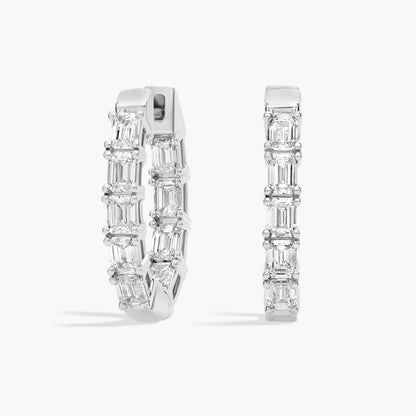 Inside-Out Emerald Cut Lab Grown Diamond Hoop Earrings