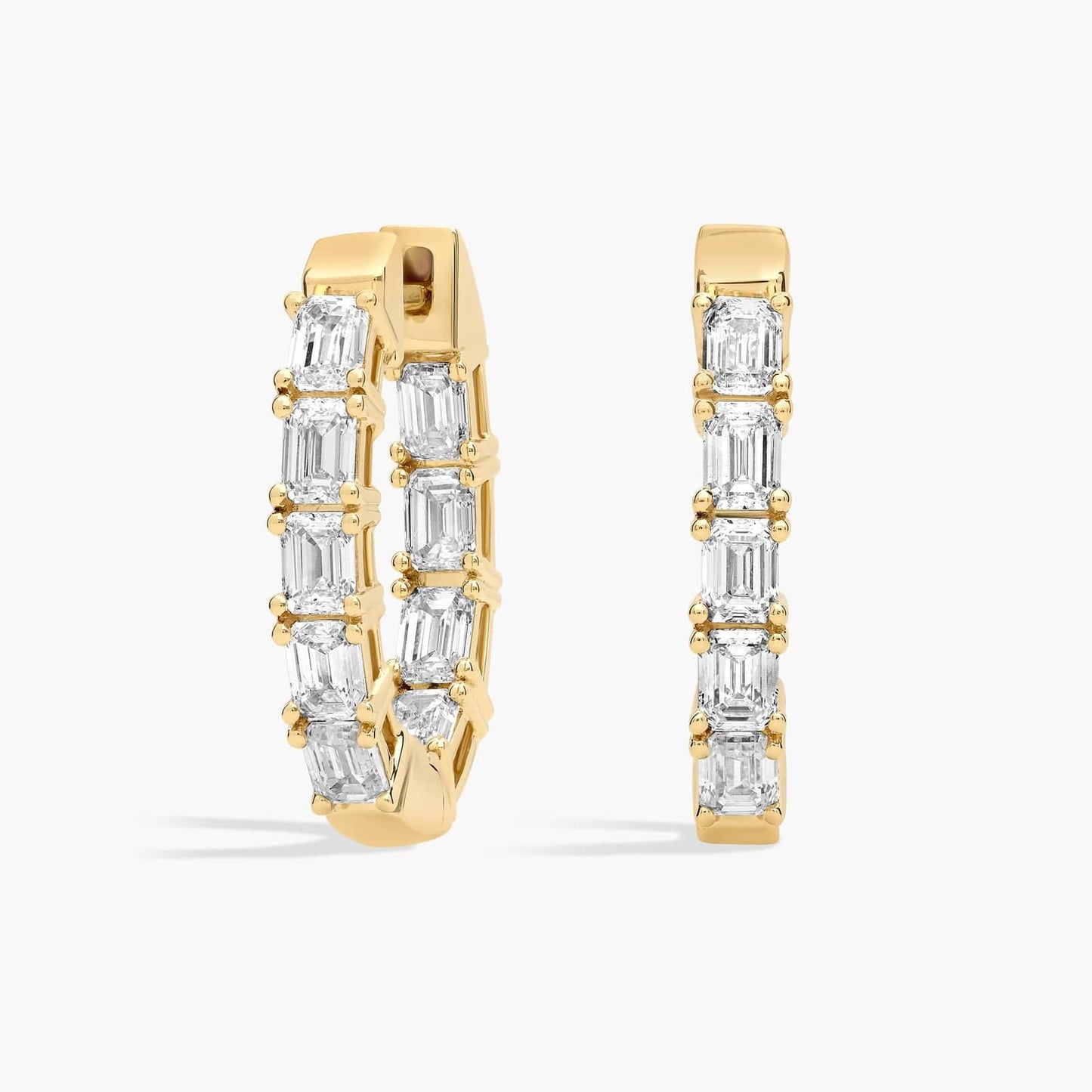 Inside-Out Emerald Cut Lab Grown Diamond Hoop Earrings