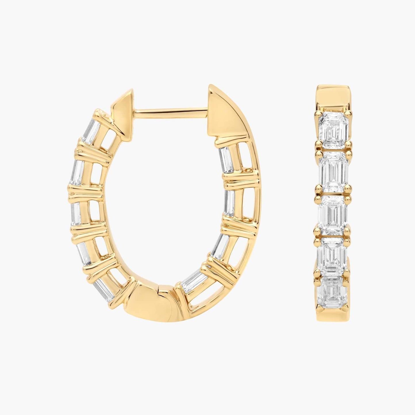 Inside-Out Emerald Cut Lab Grown Diamond Hoop Earrings
