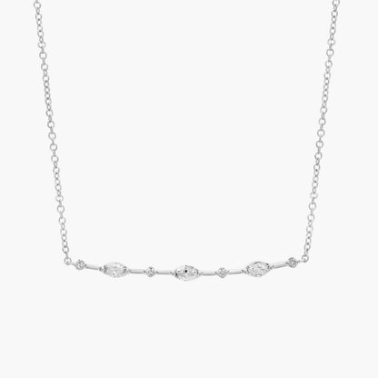 Marquise and Round Alternating Diamond Bar Necklace
