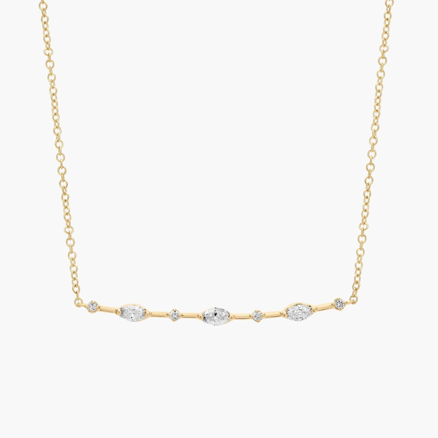 Marquise and Round Alternating Diamond Bar Necklace
