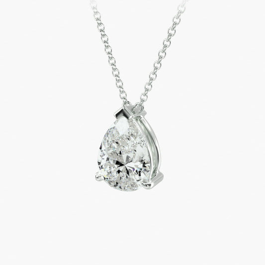Point Up Pear Cut Diamond Solitaire Pendant