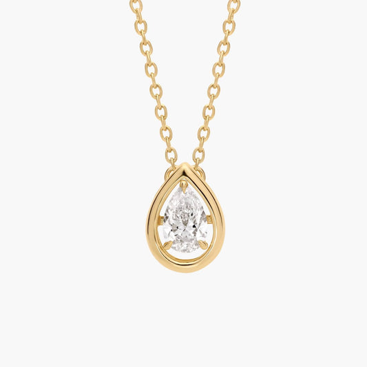 Lab Grown Diamond Pear Cut Floating Solitaire Pendant