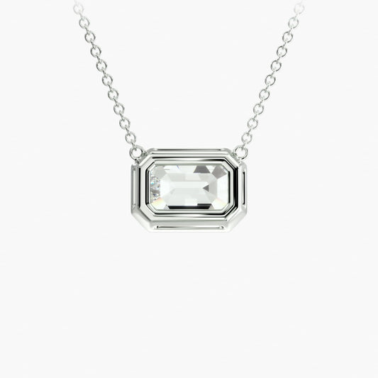 East West Emerald Cut Bezel Diamond Pendant