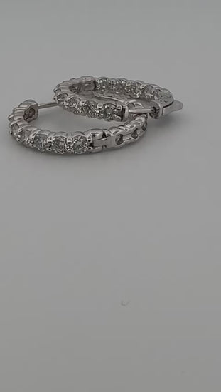 Diamond Huggie Hoop Earrings in White Gold