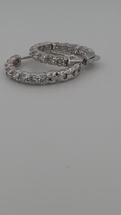 Diamond Huggie Hoop Earrings in White Gold