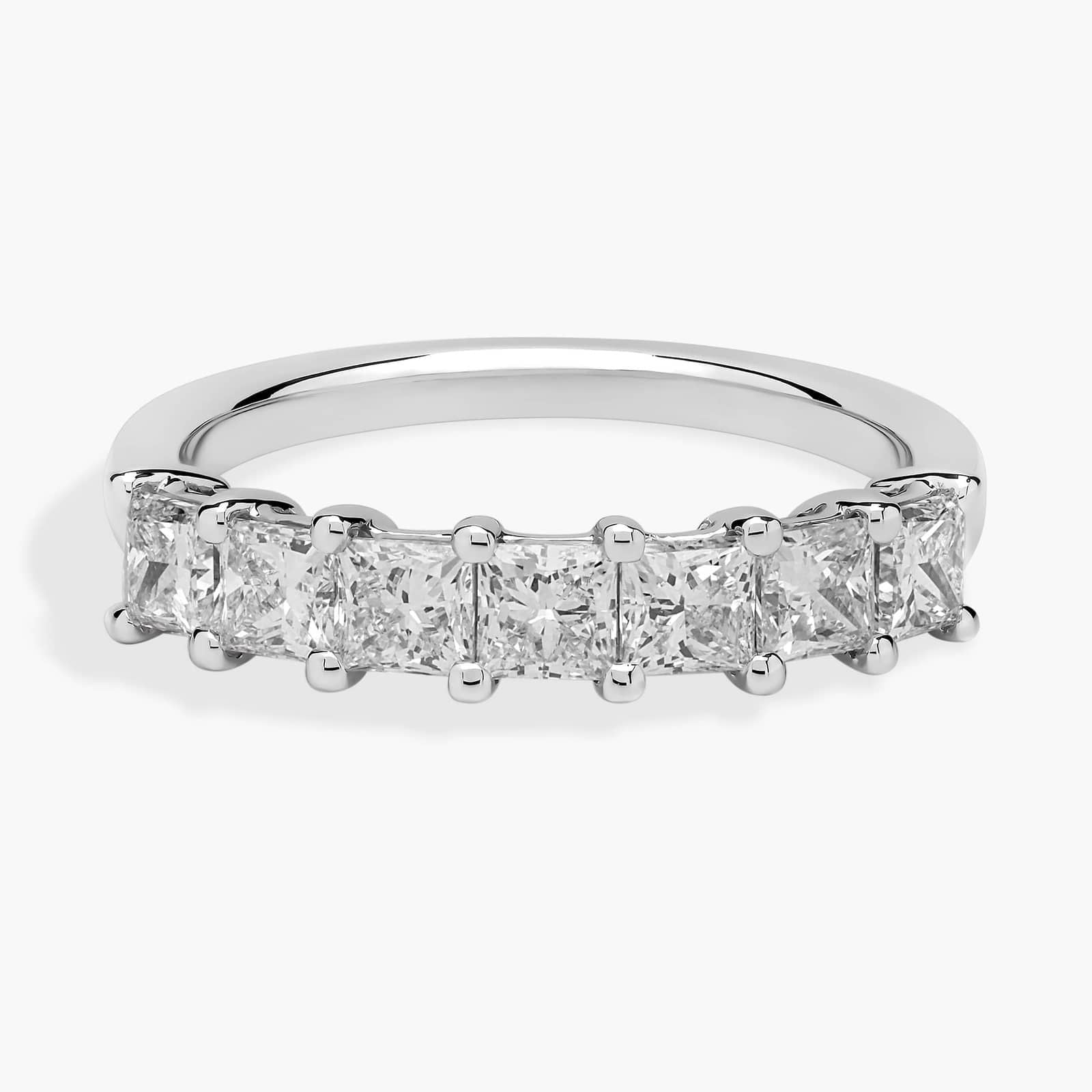 Seven Stone Princess Diamond Ring in 14k White Gold