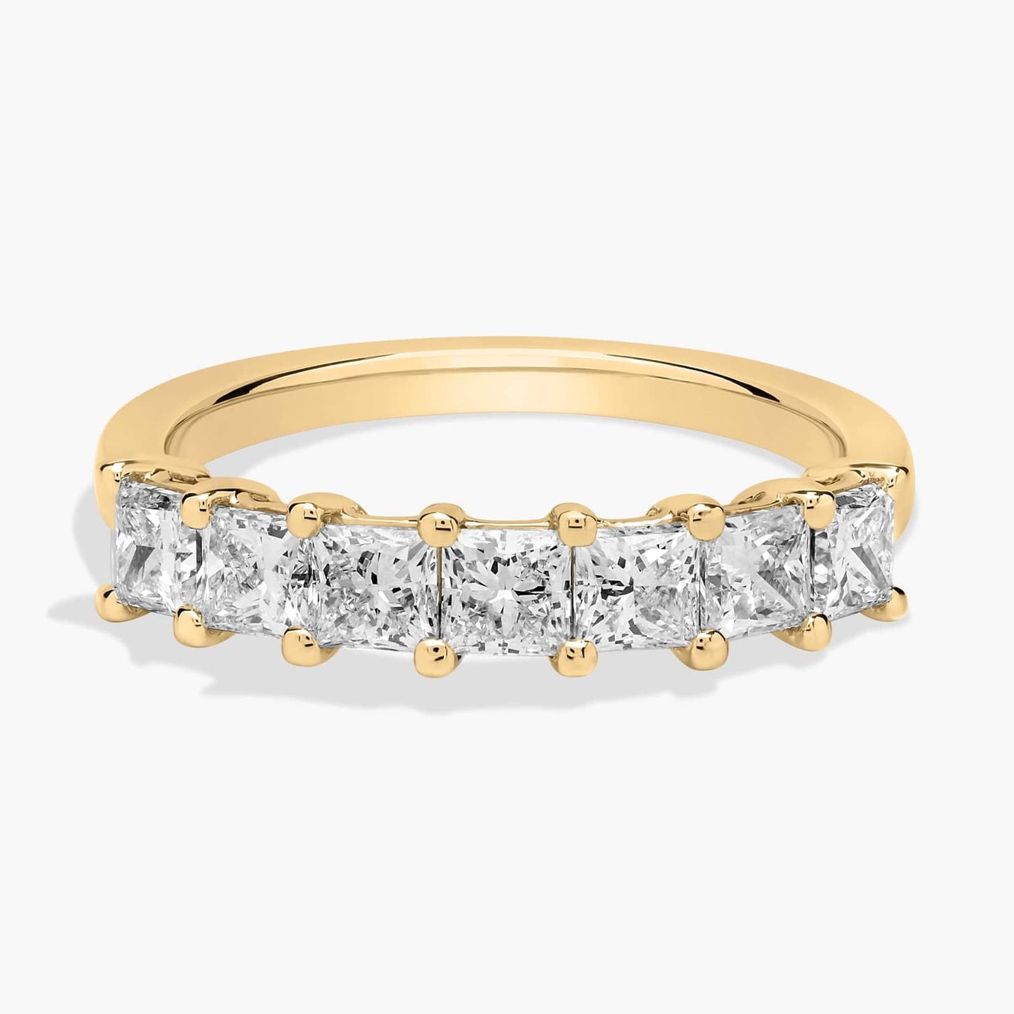 7 Stone Princess Lab Grown Diamond Ring in Yellow Gold