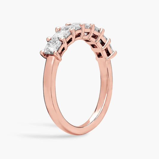 7-Stone Princess Diamond Ring in Rose Gold
