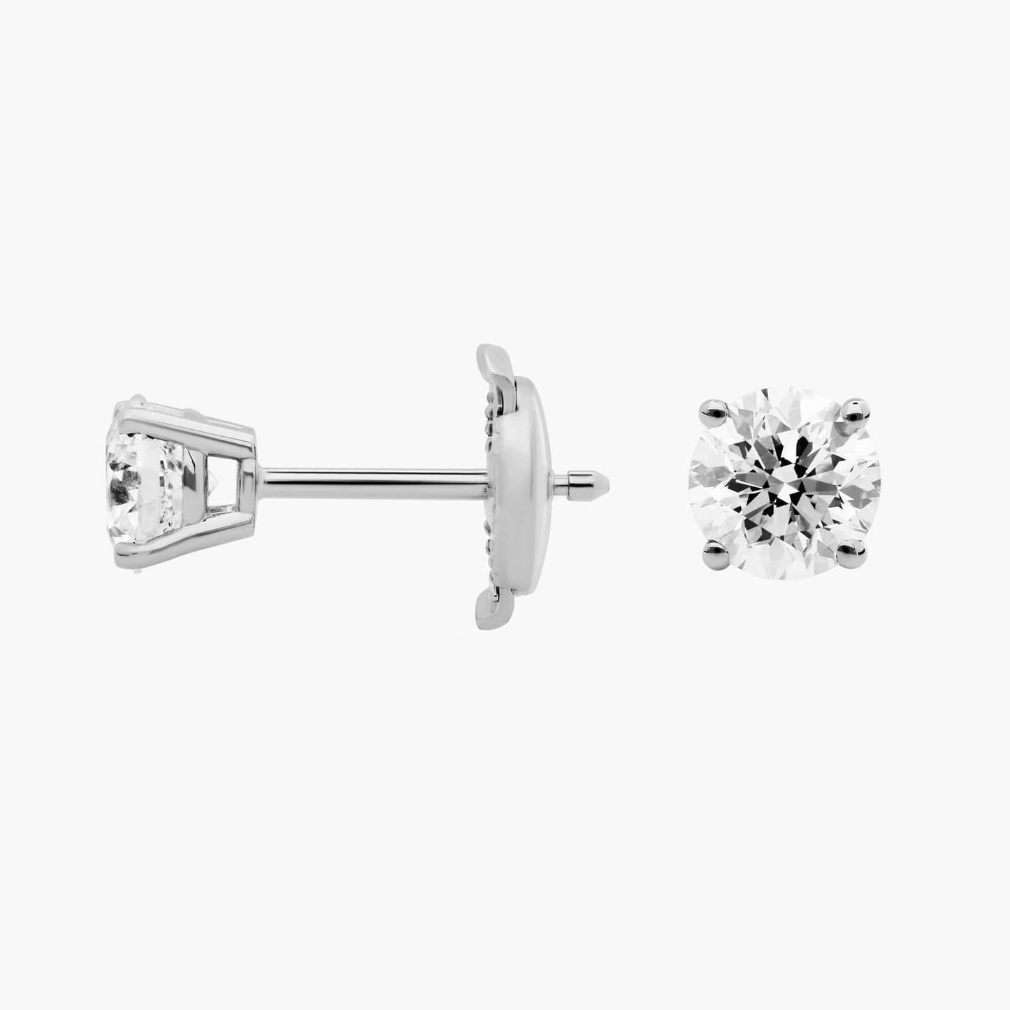 Four Prong Round Brilliant Lab Grown Diamond Stud Earrings