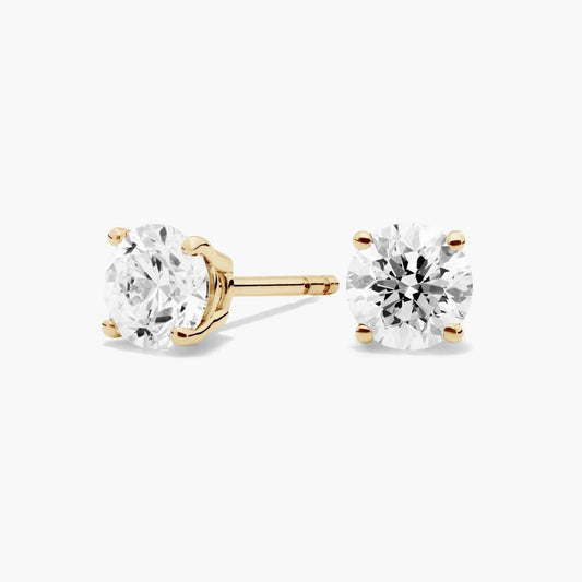 Four Prong Round Brilliant Lab Grown Diamond Stud Earrings