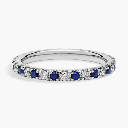 French Pavé Sapphire and Diamond Eternity Ring