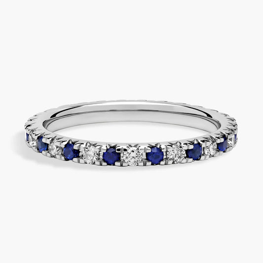 French Pavé Sapphire and Diamond Eternity Ring