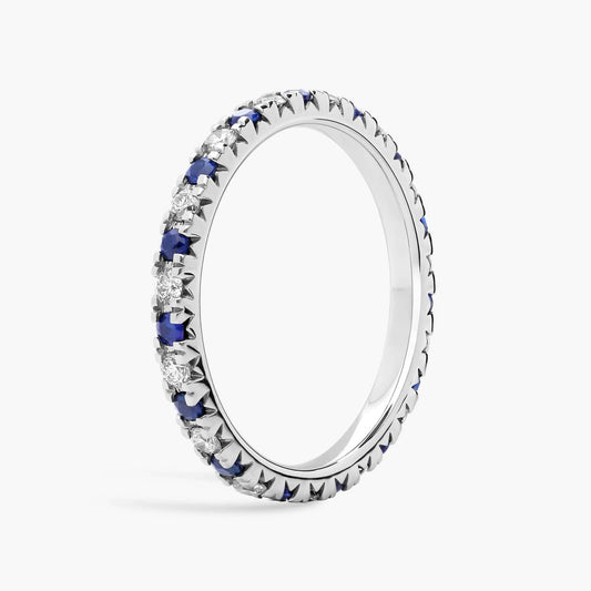 French Pavé Sapphire and Diamond Eternity Ring