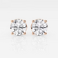 Four-Prong Round Diamond Stud Earrings in Rose Gold