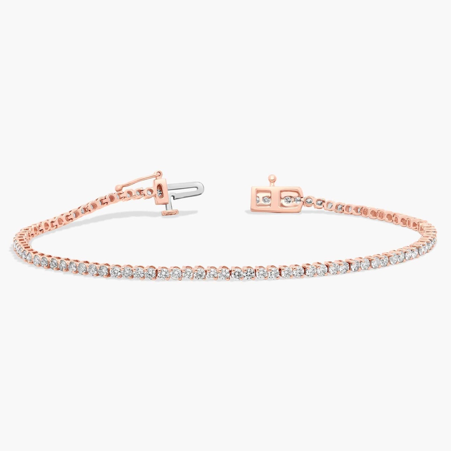 Rose Gold Two-Prong Diamond Tennis Bracelet 