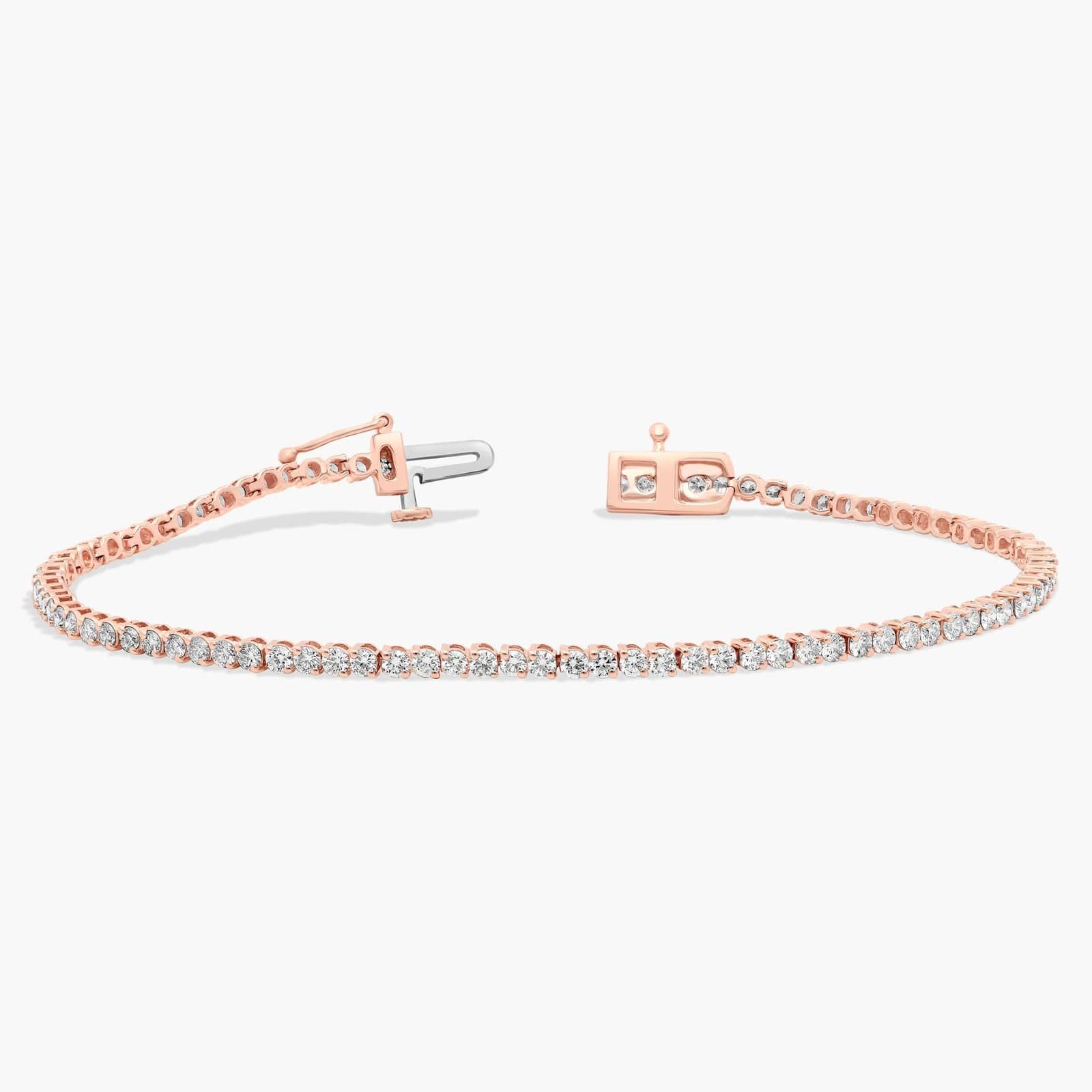Rose Gold Two-Prong Diamond Tennis Bracelet 