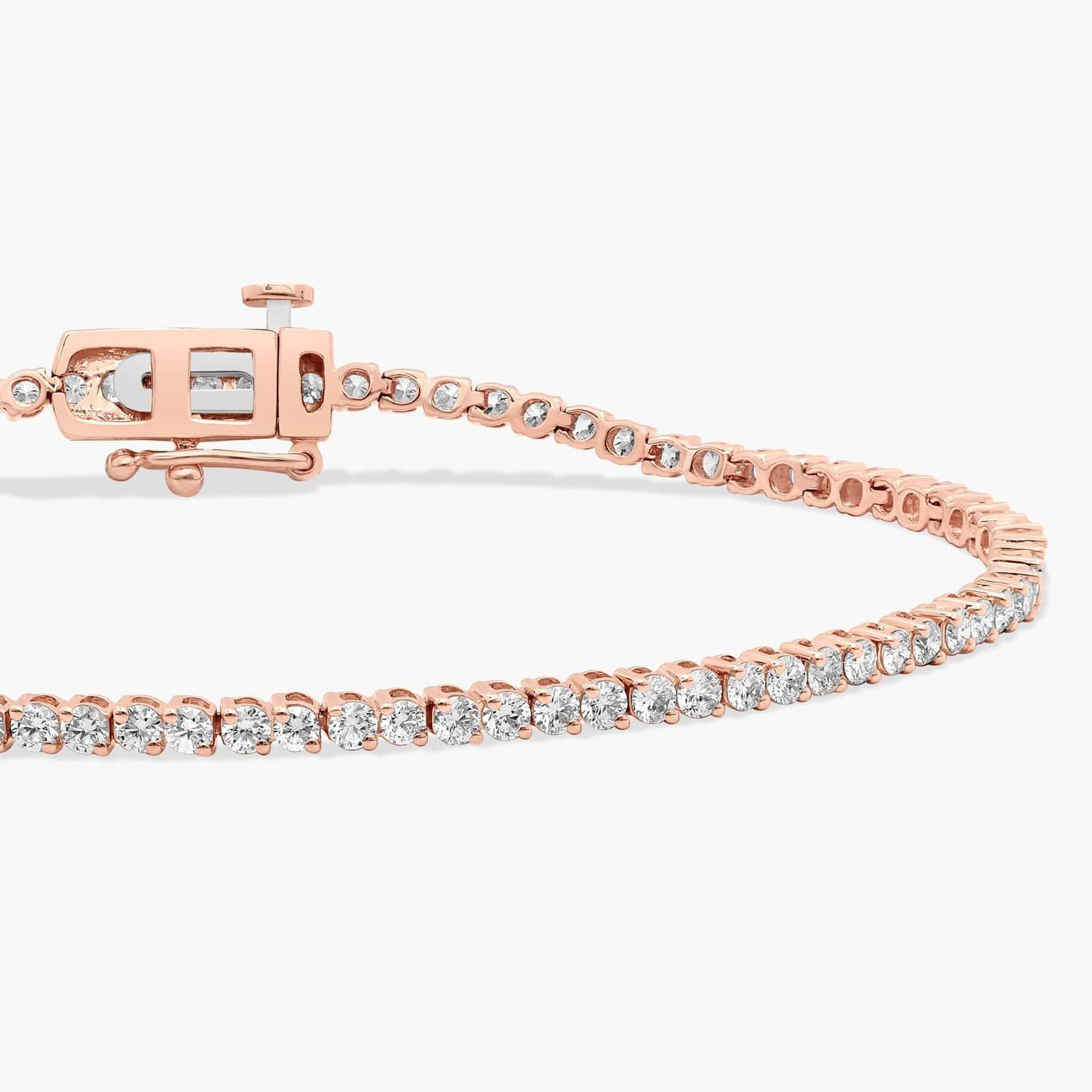 Classic Two Prong Round Diamond Tennis Bracelet in Rose Gold