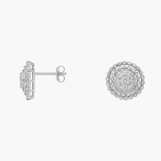 Round Diamond Cluster Stud Earrings