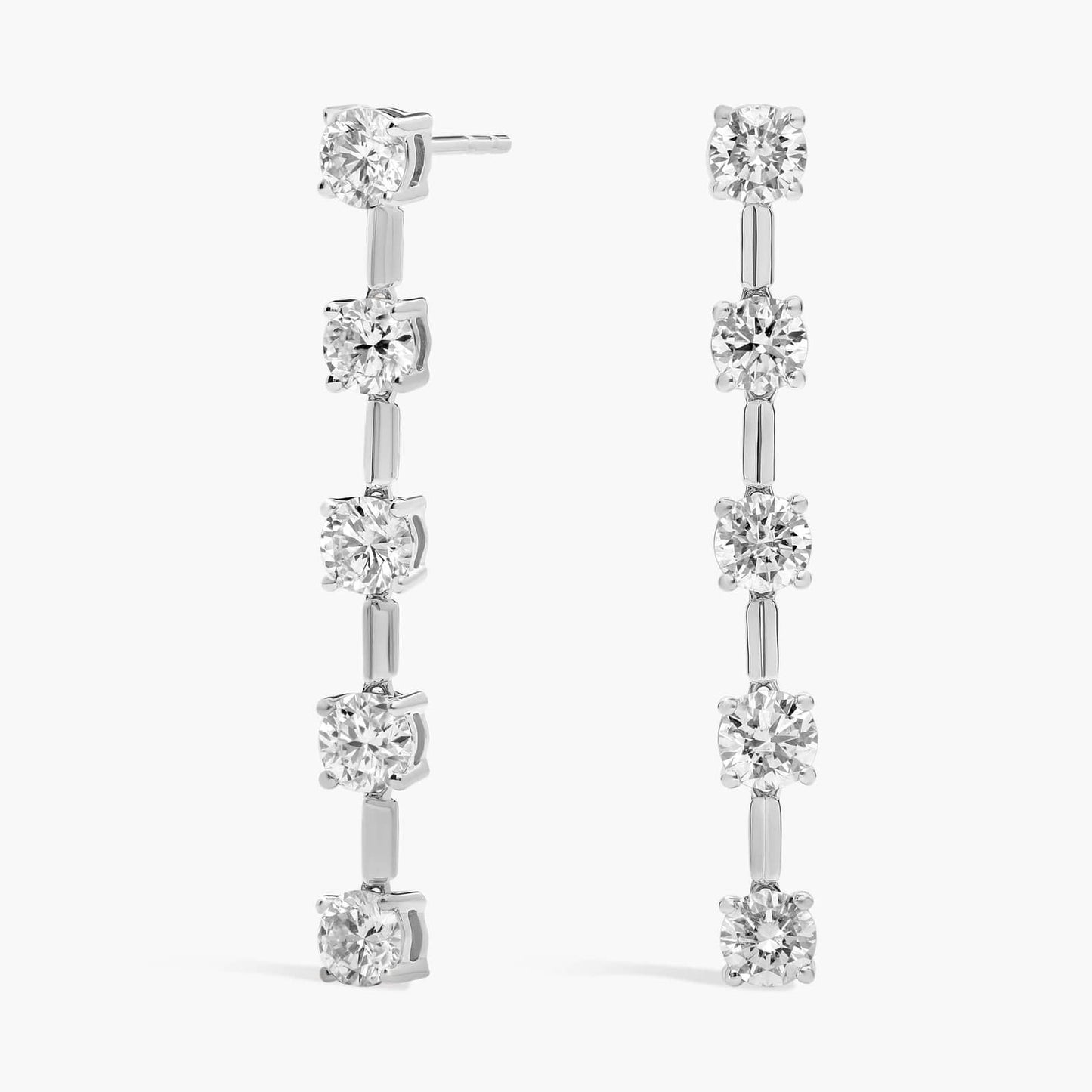 Lab Grown Round Diamond Line Drop Earrings