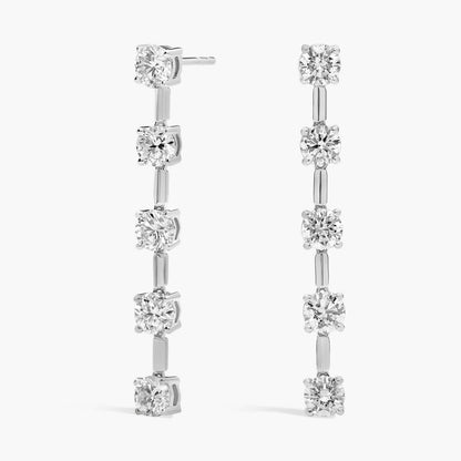 Lab Grown Round Diamond Line Drop Earrings