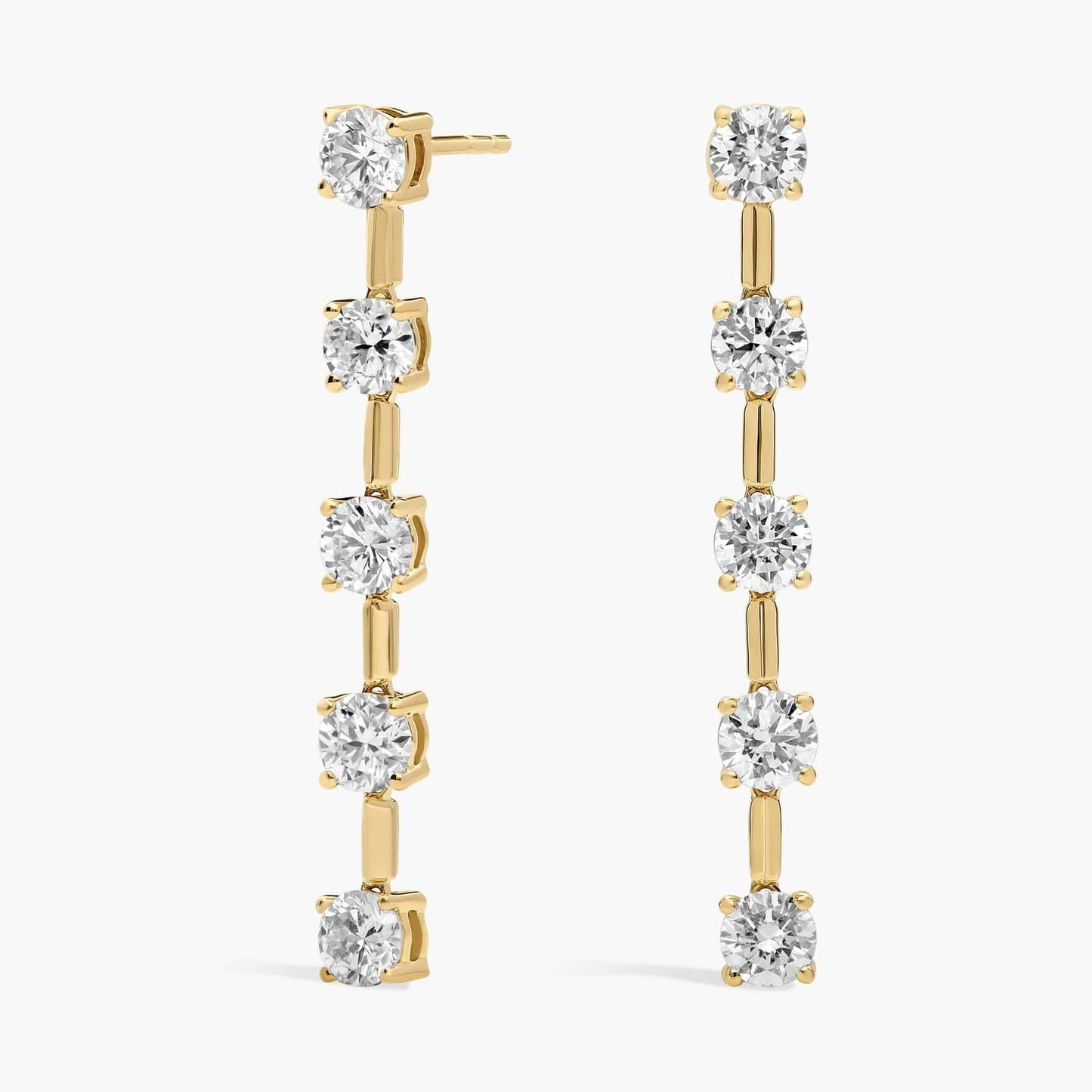 Lab Grown Round Diamond Line Drop Earrings