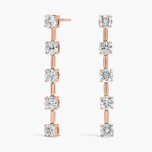 Lab Grown Round Diamond Line Drop Earrings
