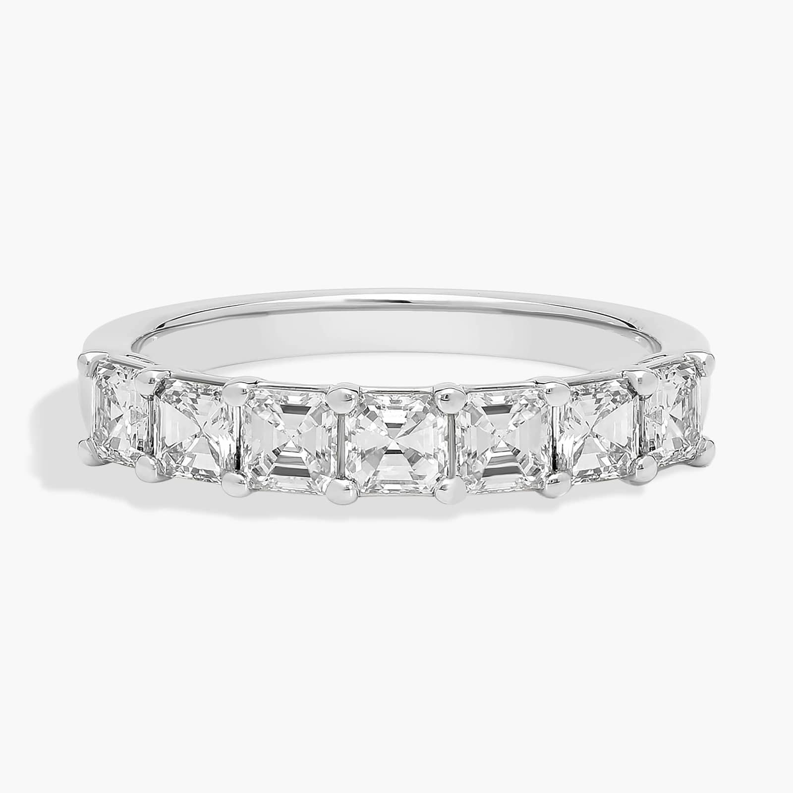 Seven Stone Asscher Lab Grown Diamond Ring Platinum