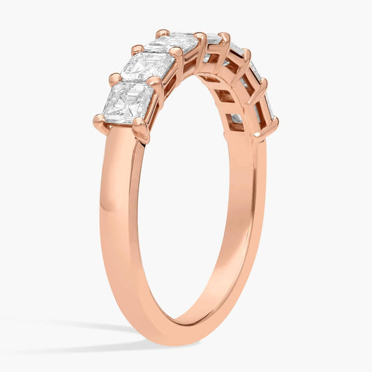 Seven Stone Asscher Lab Grown Diamond Ring in Rose Gold