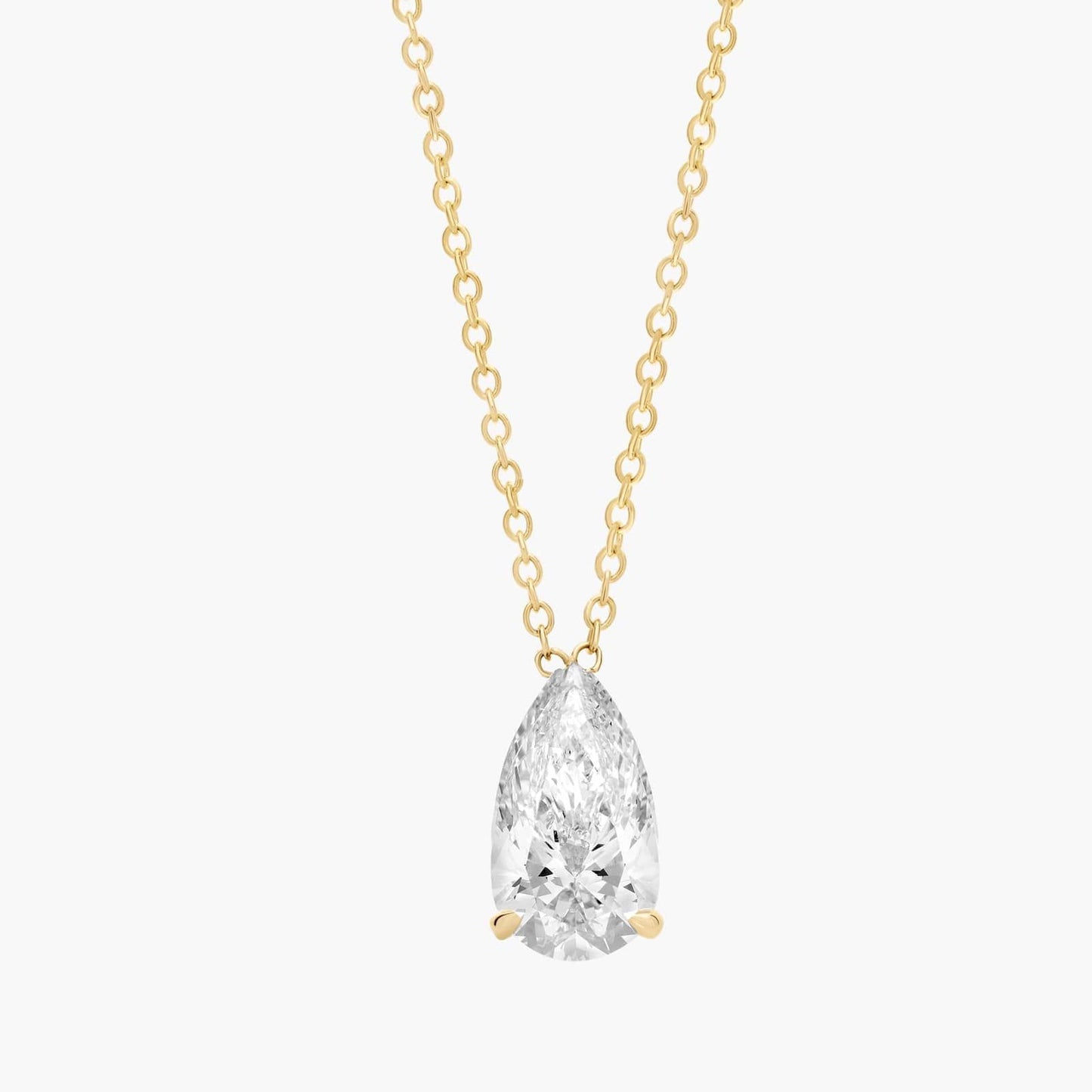Point Up Pear Cut Lab-Grown Diamond Solitaire Pendant