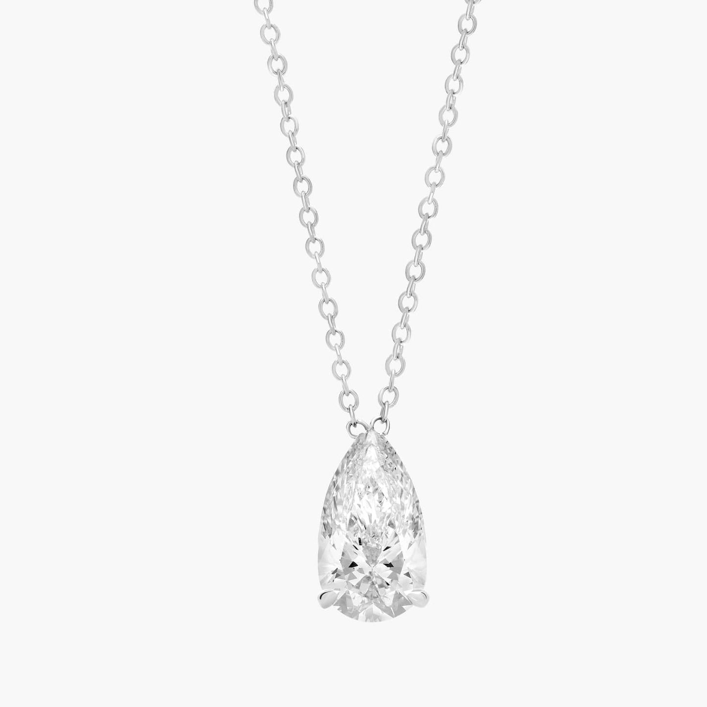 Point Up Pear Cut Lab-Grown Diamond Solitaire Pendant