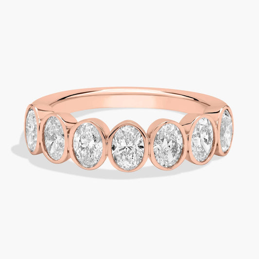 7 Stone Oval Bezel Diamond Anniversary Ring