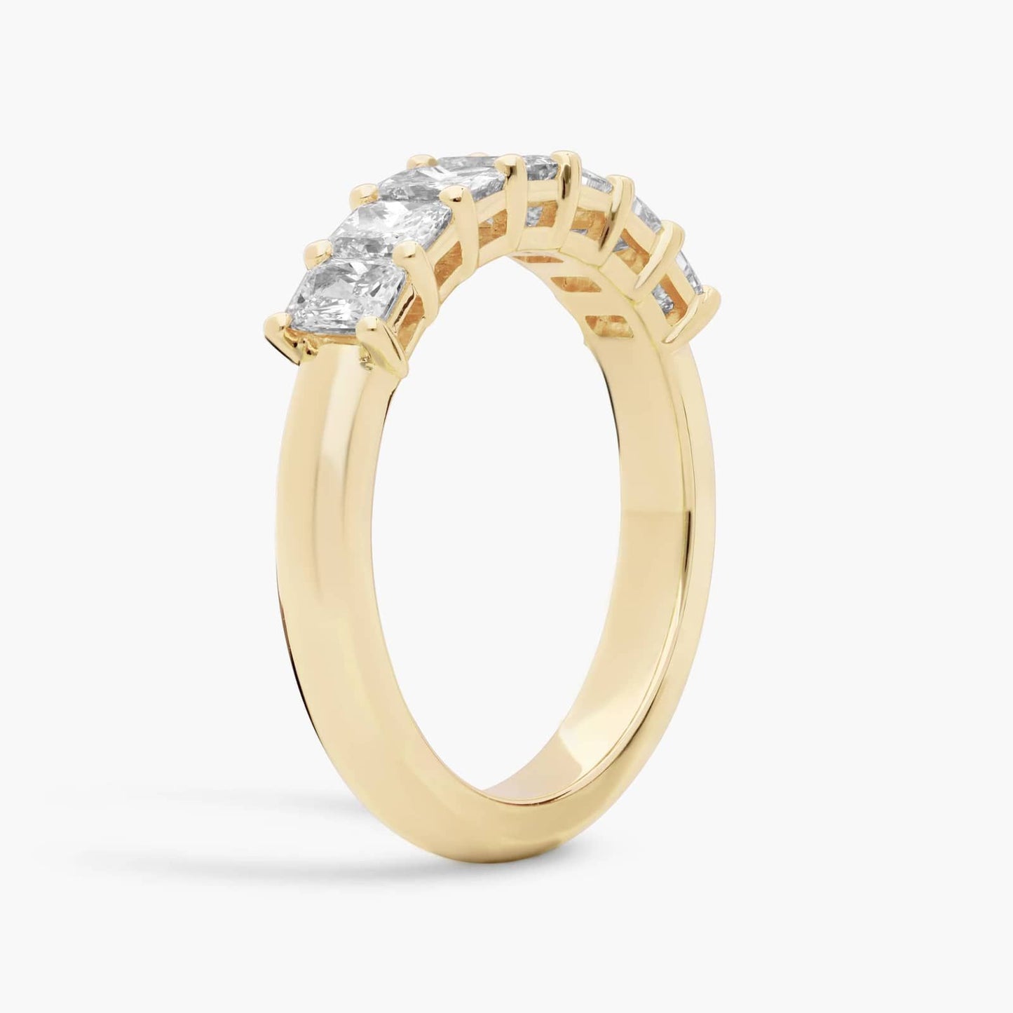 Seven Stone Radiant Lab-Grown Diamond Ring In 14K Yellow Gold